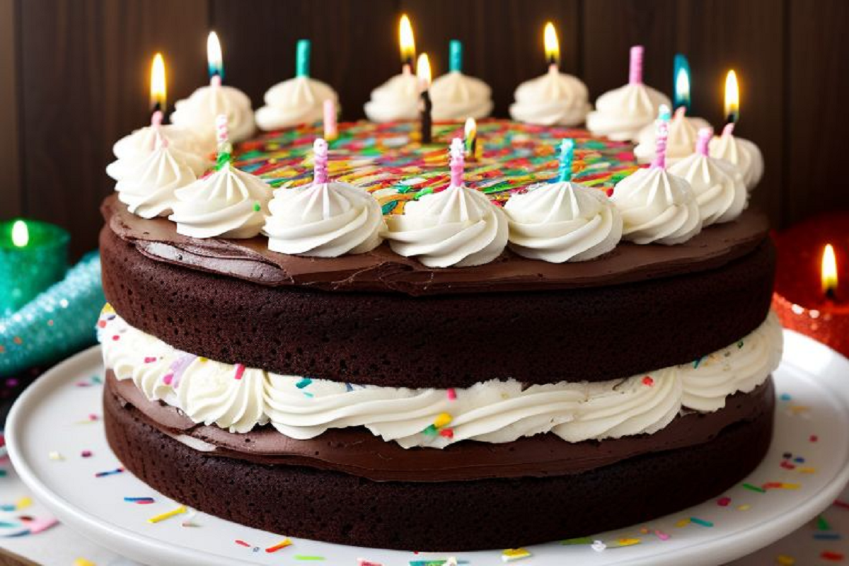 Decadent Brownie Birthday Cake with Candles