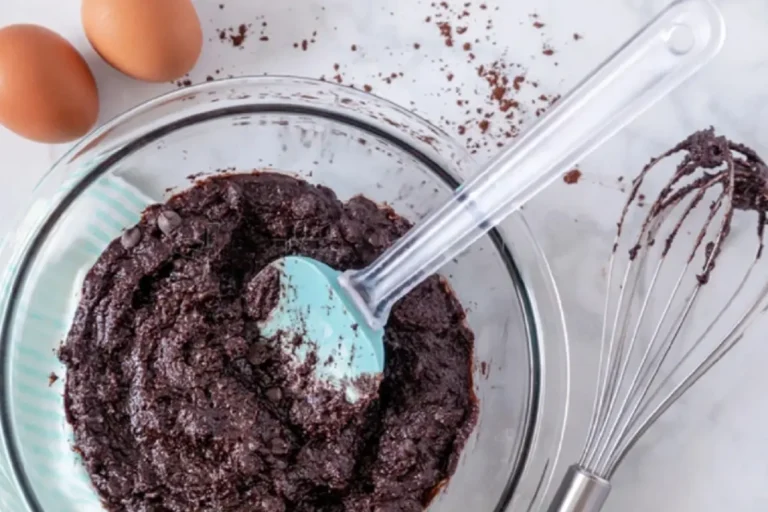 Tempting Brownie Batter Swirls in Mixing Bowl