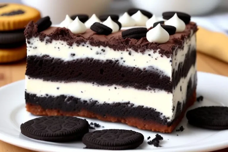 Irresistible Oreo Cheesecake Brownies on a plate