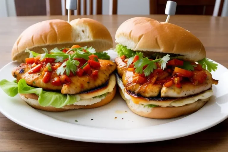 A delicious honey pepper pimento chicken sandwich served on a plate with crispy fries.