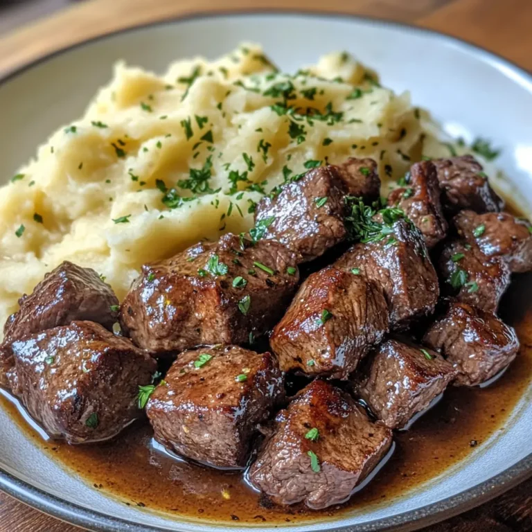 Garlic Butter Steak Bites and Creamy Mashed Potatoes