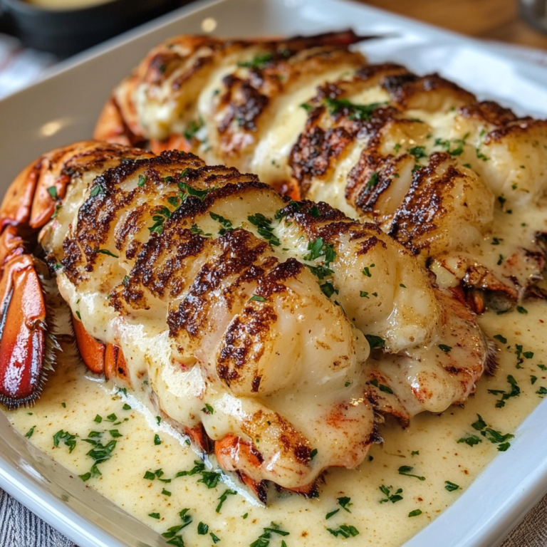 Creamy Garlic Butter Lobster Tails on a Plate